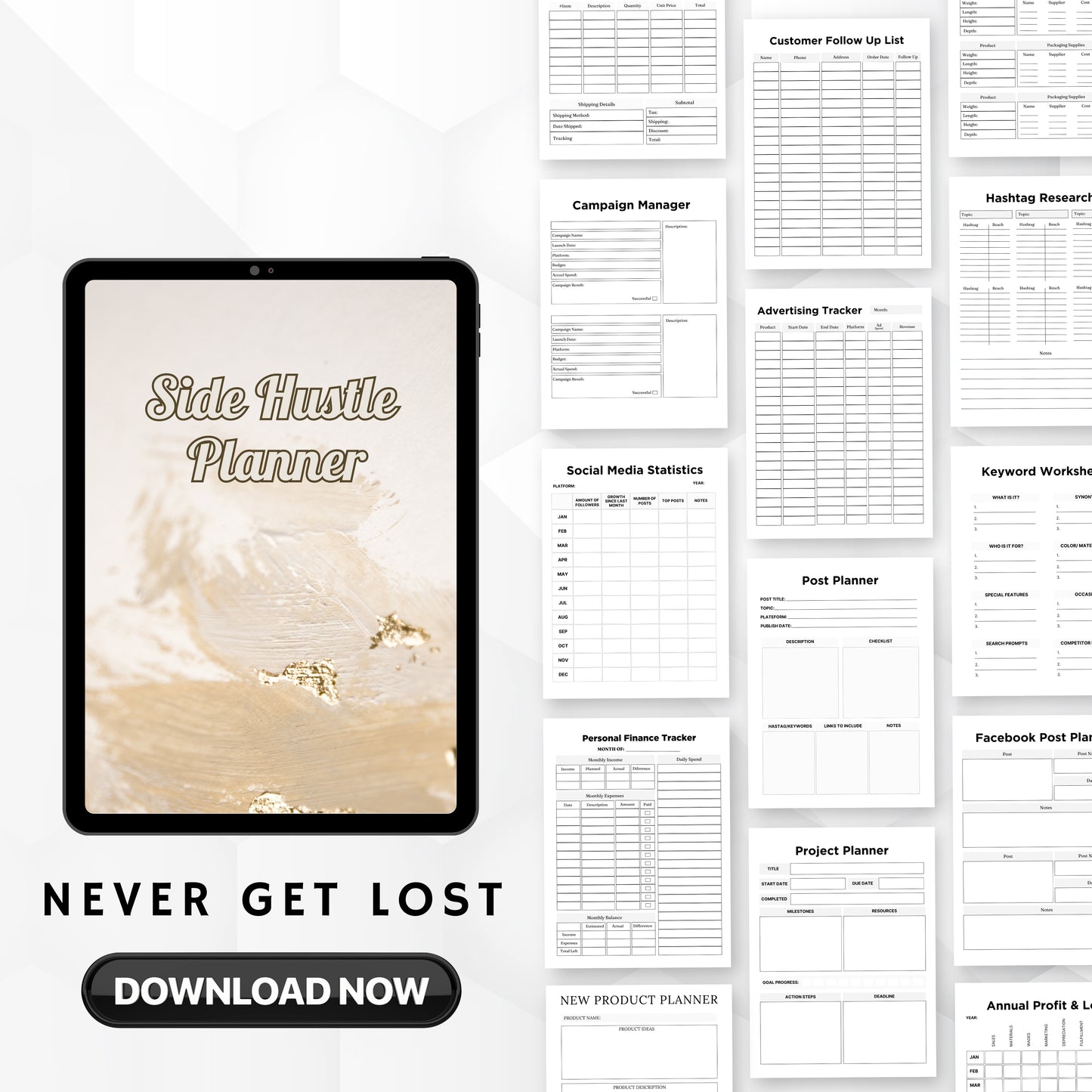 Side Hustle Planner & Trackers Bundle