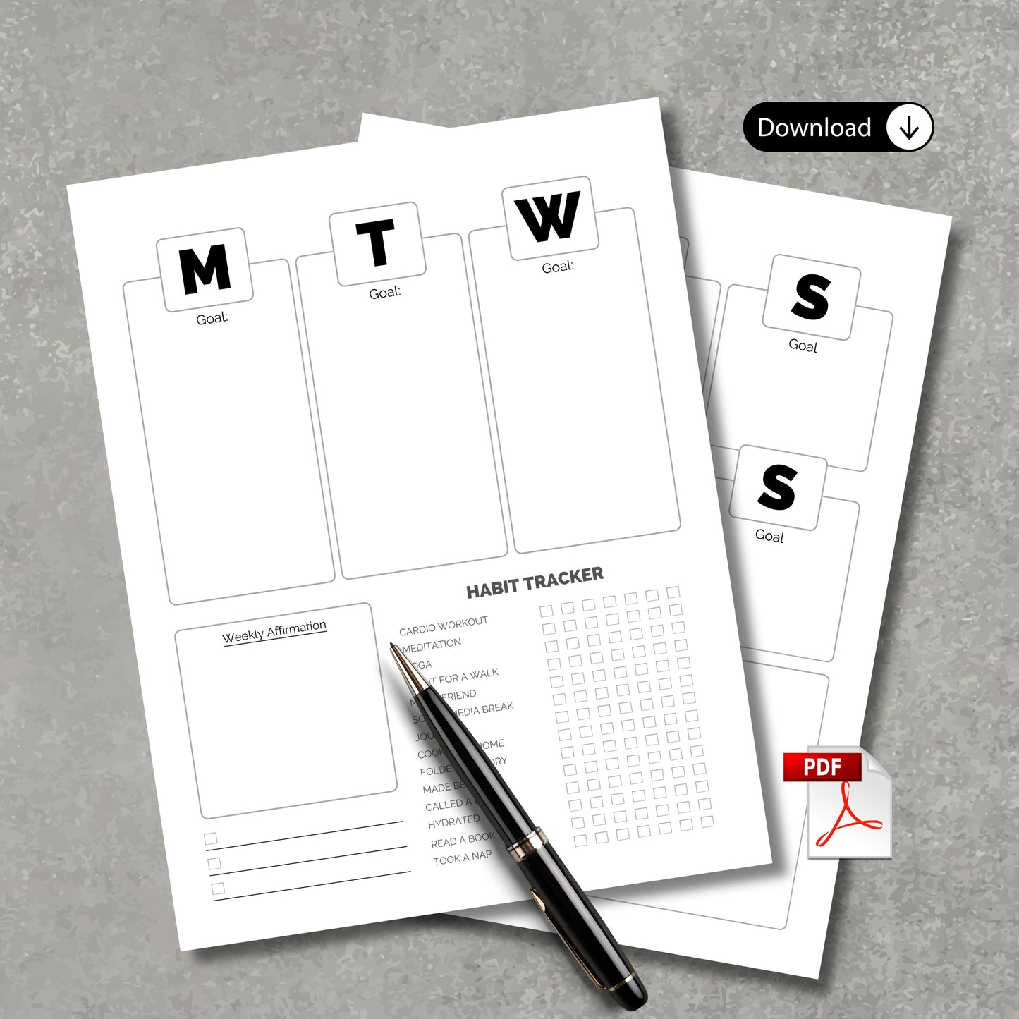 Daily Habbit & Goal Tracker x2 PDFs