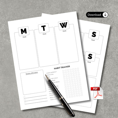 Daily Habbit & Goal Tracker x2 PDFs