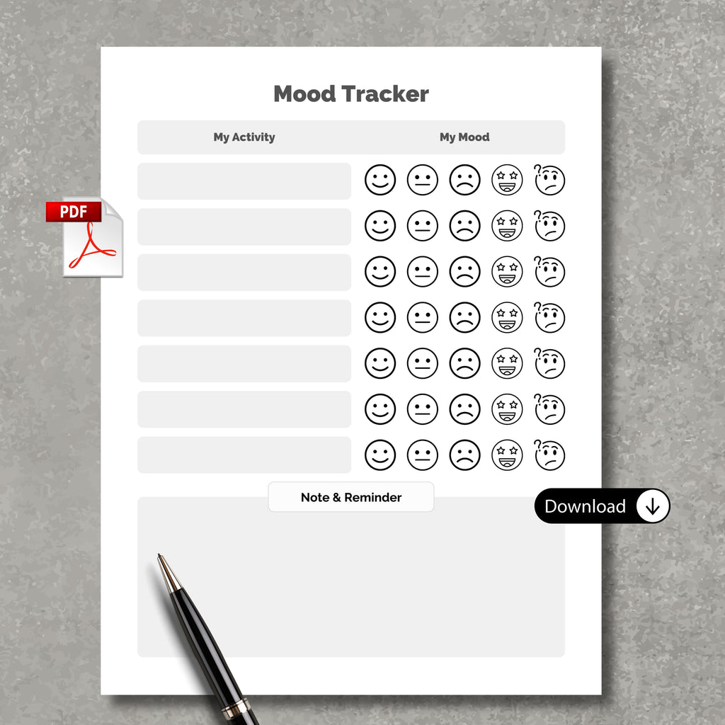 Mood Tacker Paper Sheet