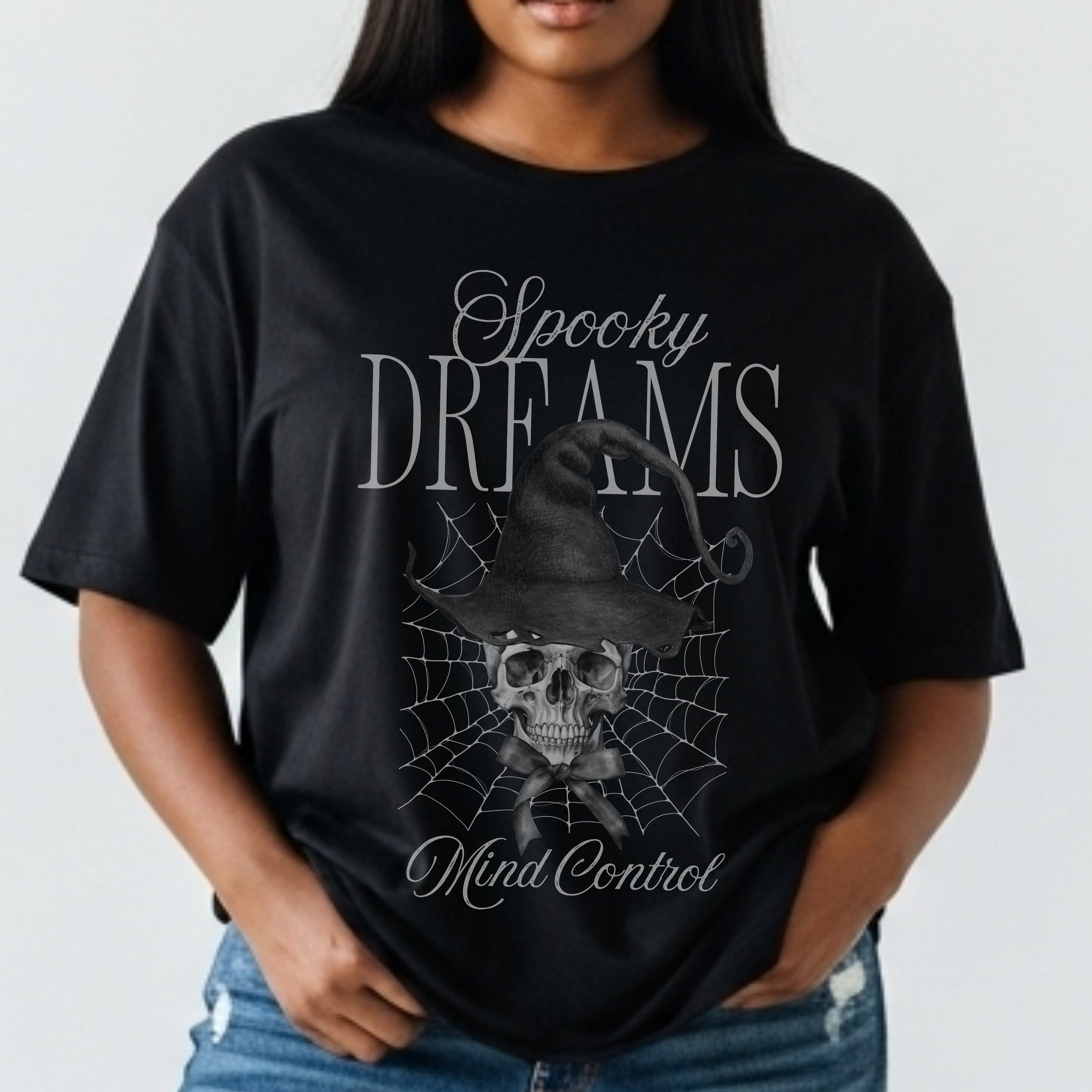 Spooky Dreams Mind Control - Gothic Witch Hat Skull Halloween Statement Artwork