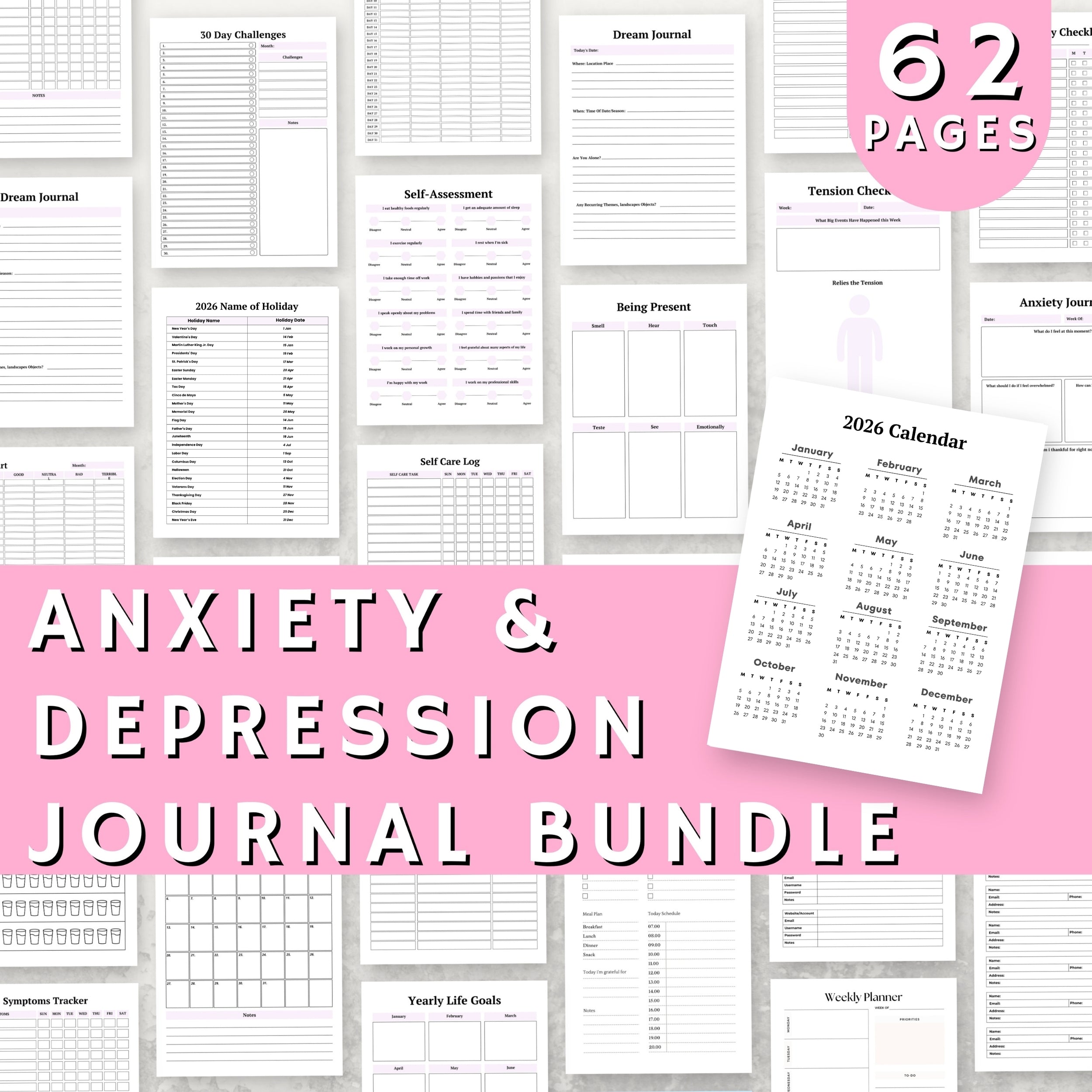 2026 Anxiety & Depression Journal Bundle