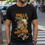 Chills And Thrills Enjoy - Halloween Wolf Skateboard Statement Artwork