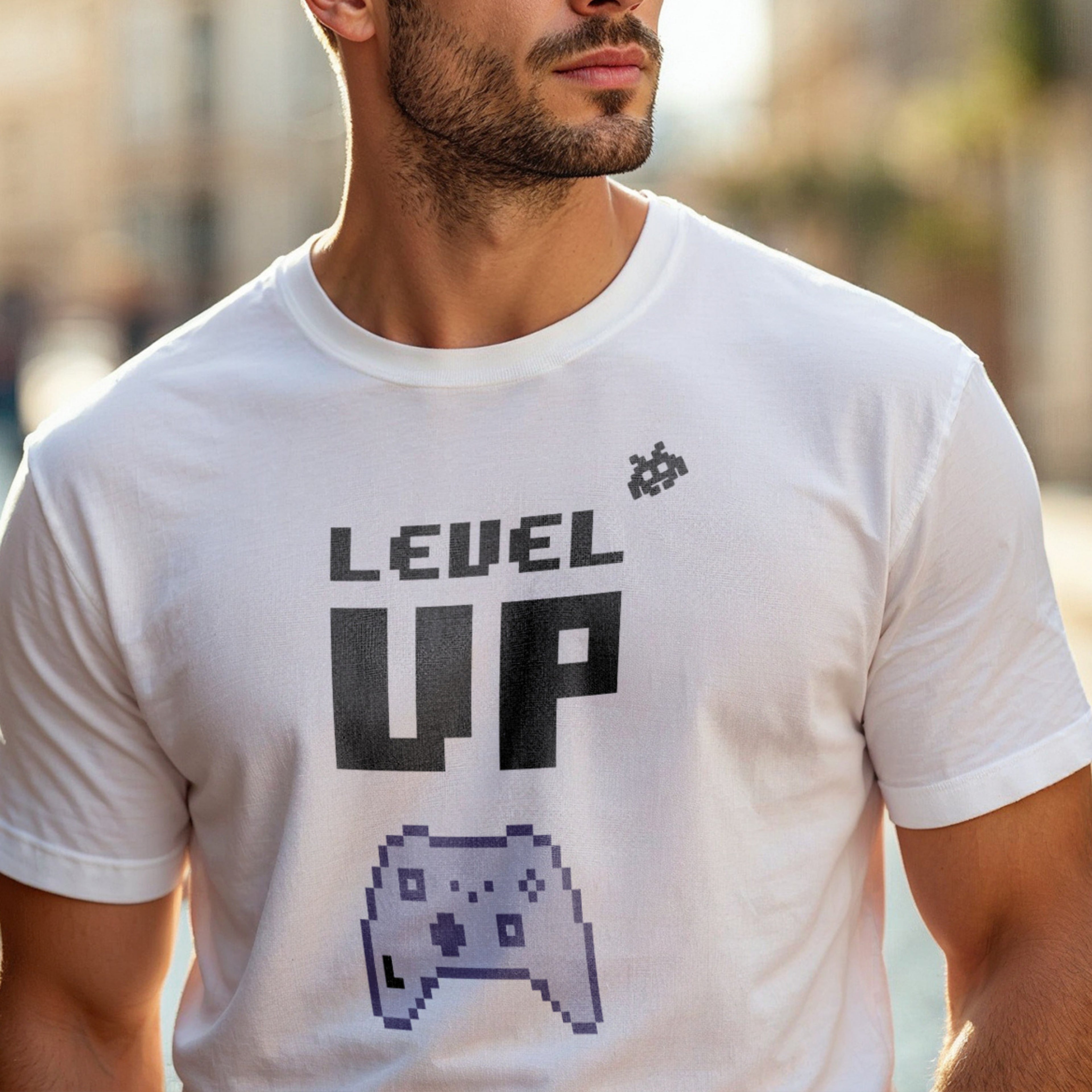 Level Up - Retro Gaming Motivational Statement Artwork