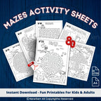 80 Mazes Fun Activity Sheets For Kids & Adults - 3 Levels