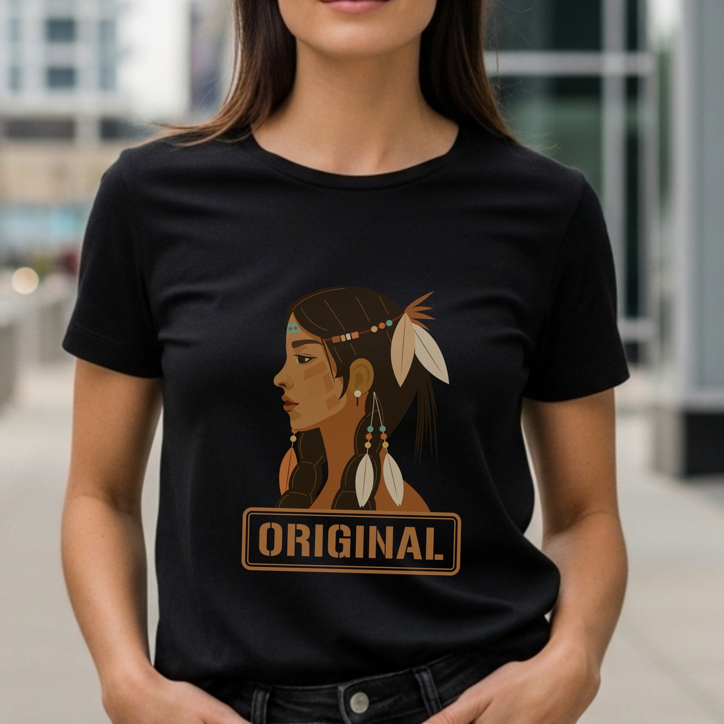 Original - Indigenous Woman Profile Native Heritage Cultural Pride Illustration