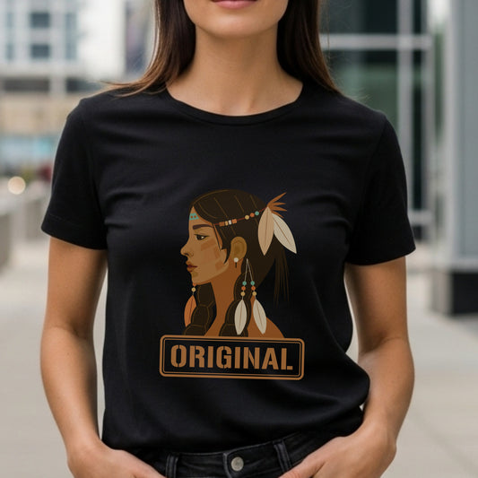Original - Indigenous Woman Profile Native Heritage Cultural Pride Illustration