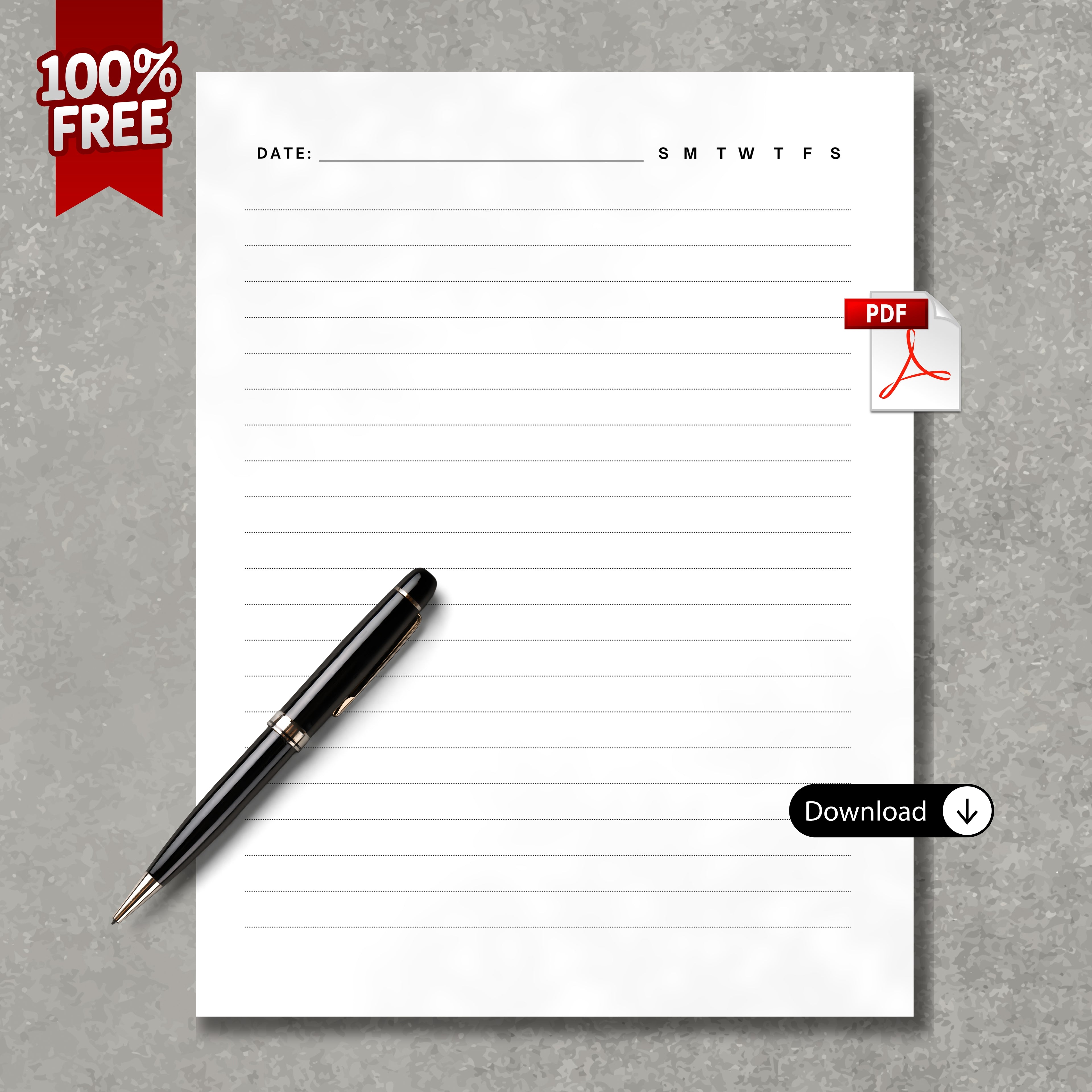 Lined White Daily Note Paper PDF