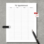 My Appointments Planner Sheet