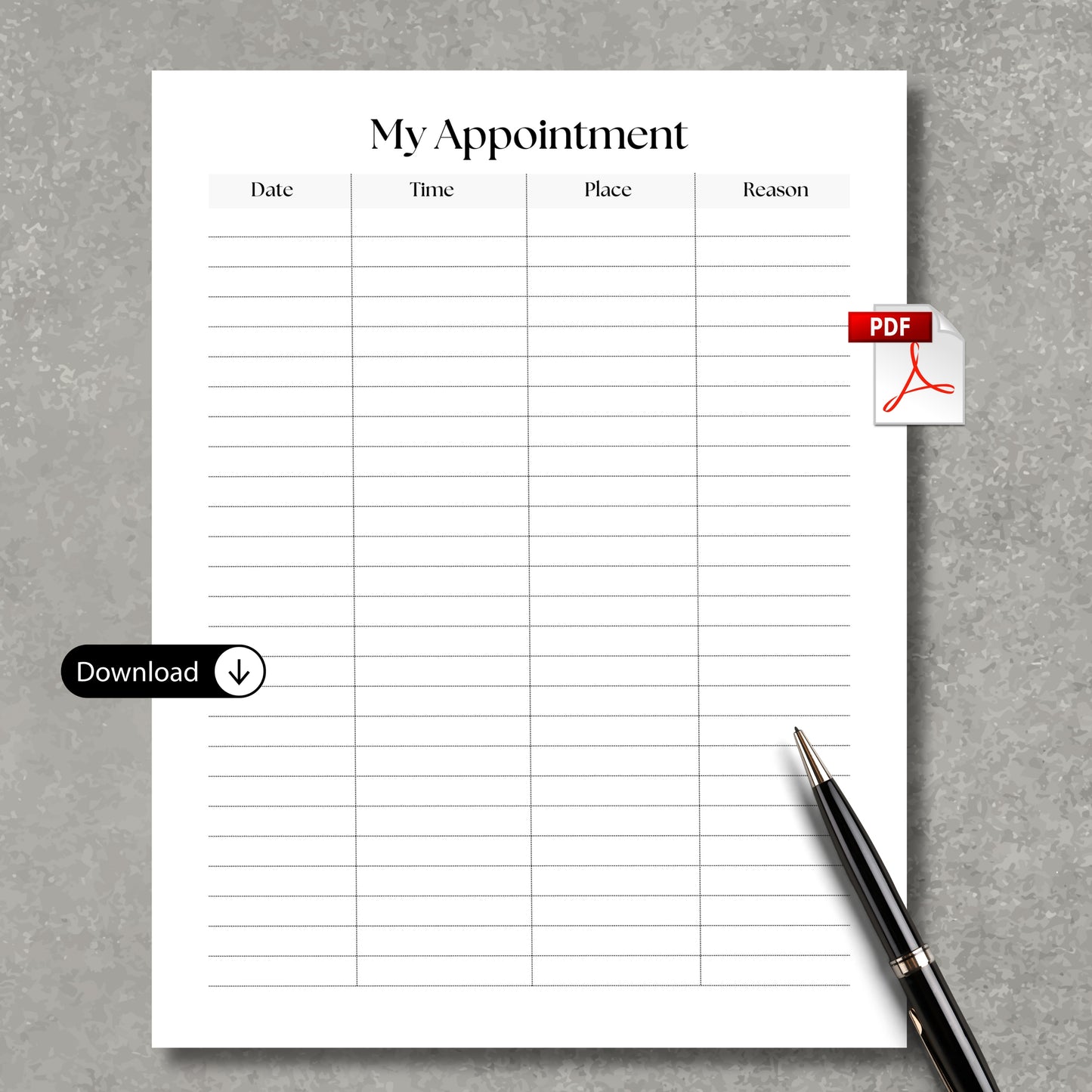 My Appointments Planner Sheet