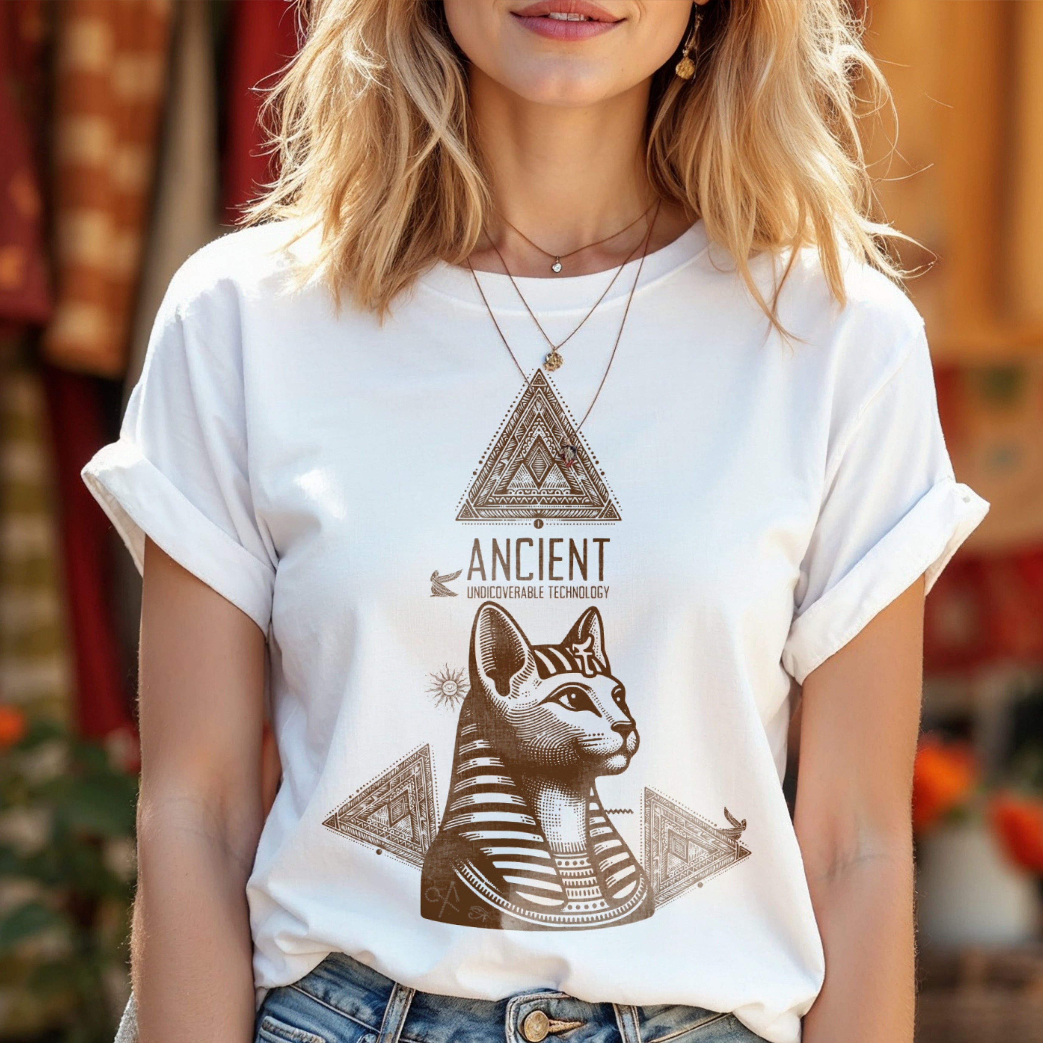 Ancient Undieverable Technology - Egyptian Cat Pyramid Mystery Statement Artwork