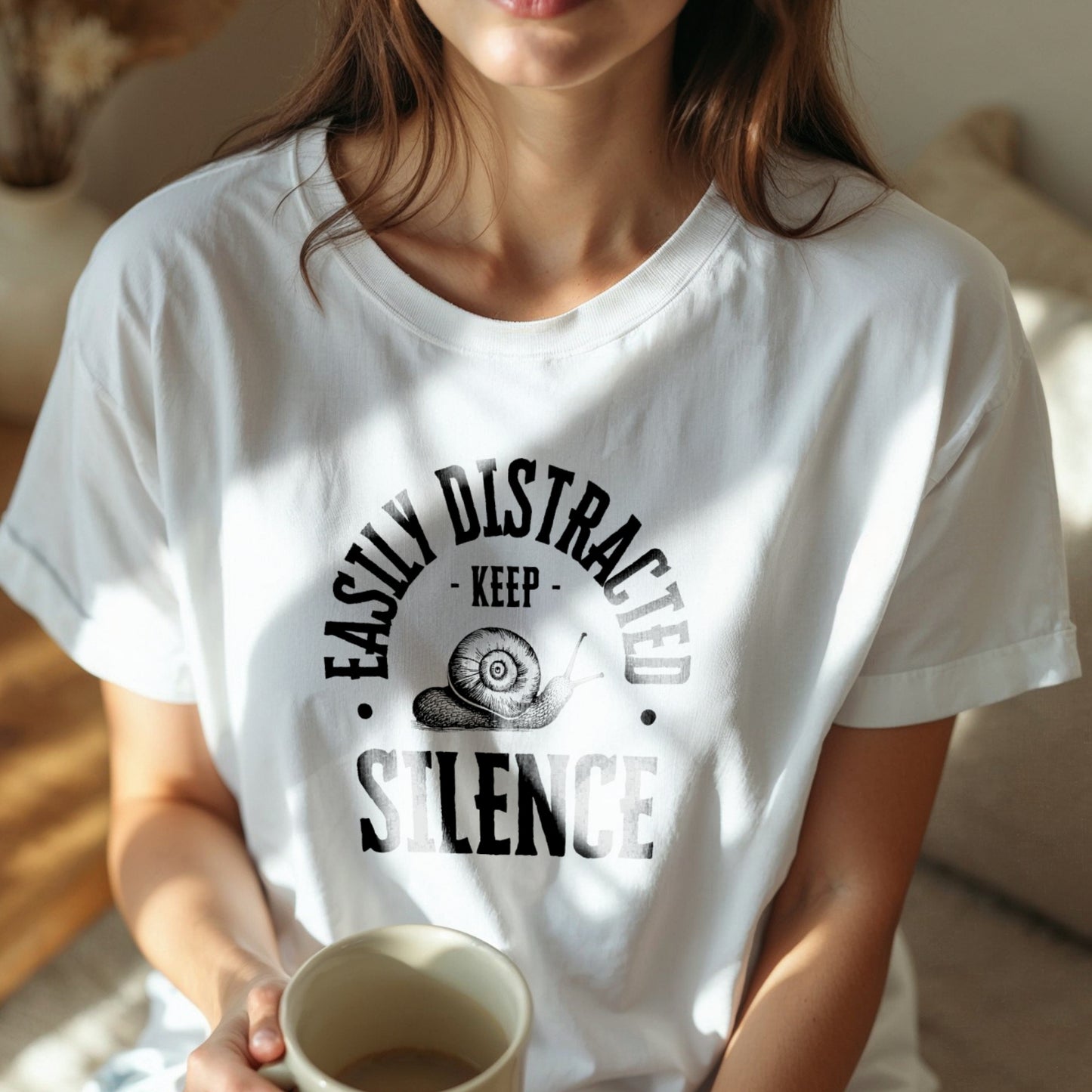 Easily Distracted Keep Silence - Snail Humor ADHD Introvert Statement Artwork