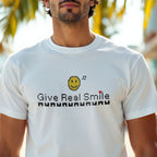 Give Real Smile - Retro Emoji Positivity Statement Artwork