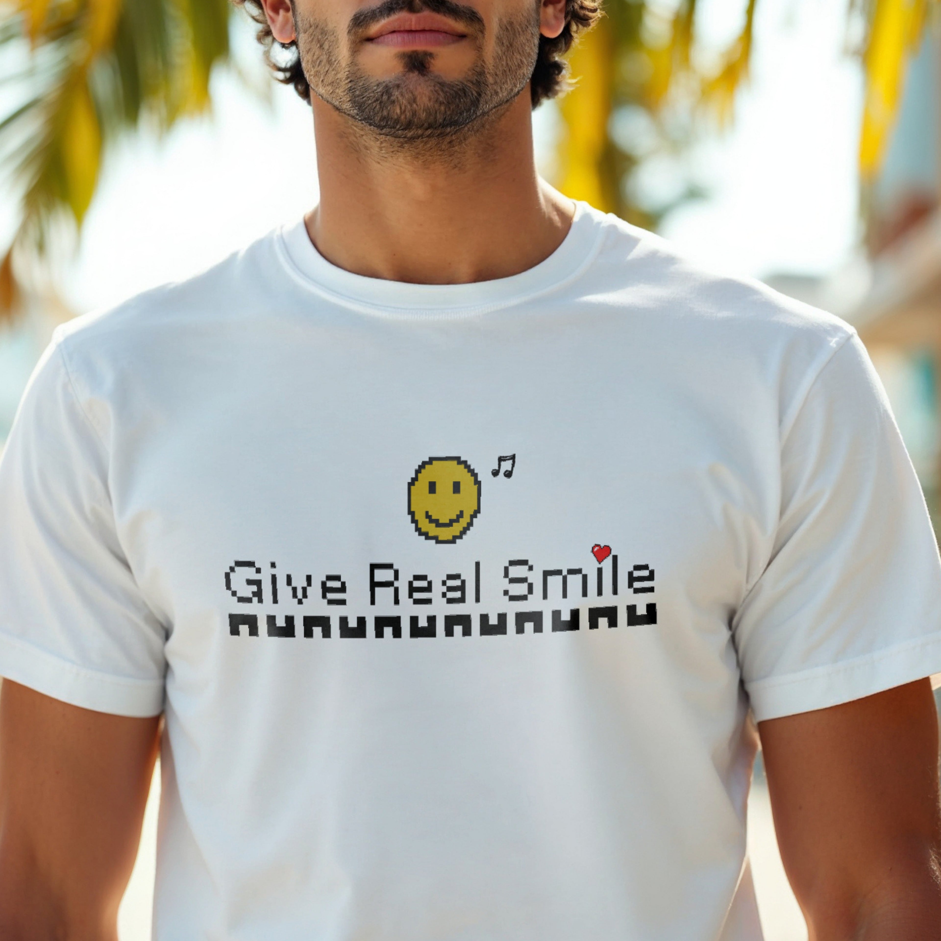 Give Real Smile - Retro Emoji Positivity Statement Artwork