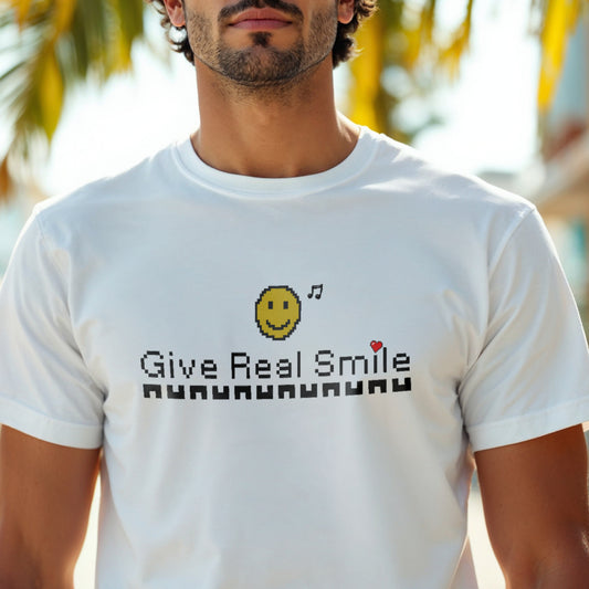 Give Real Smile - Retro Emoji Positivity Statement Artwork