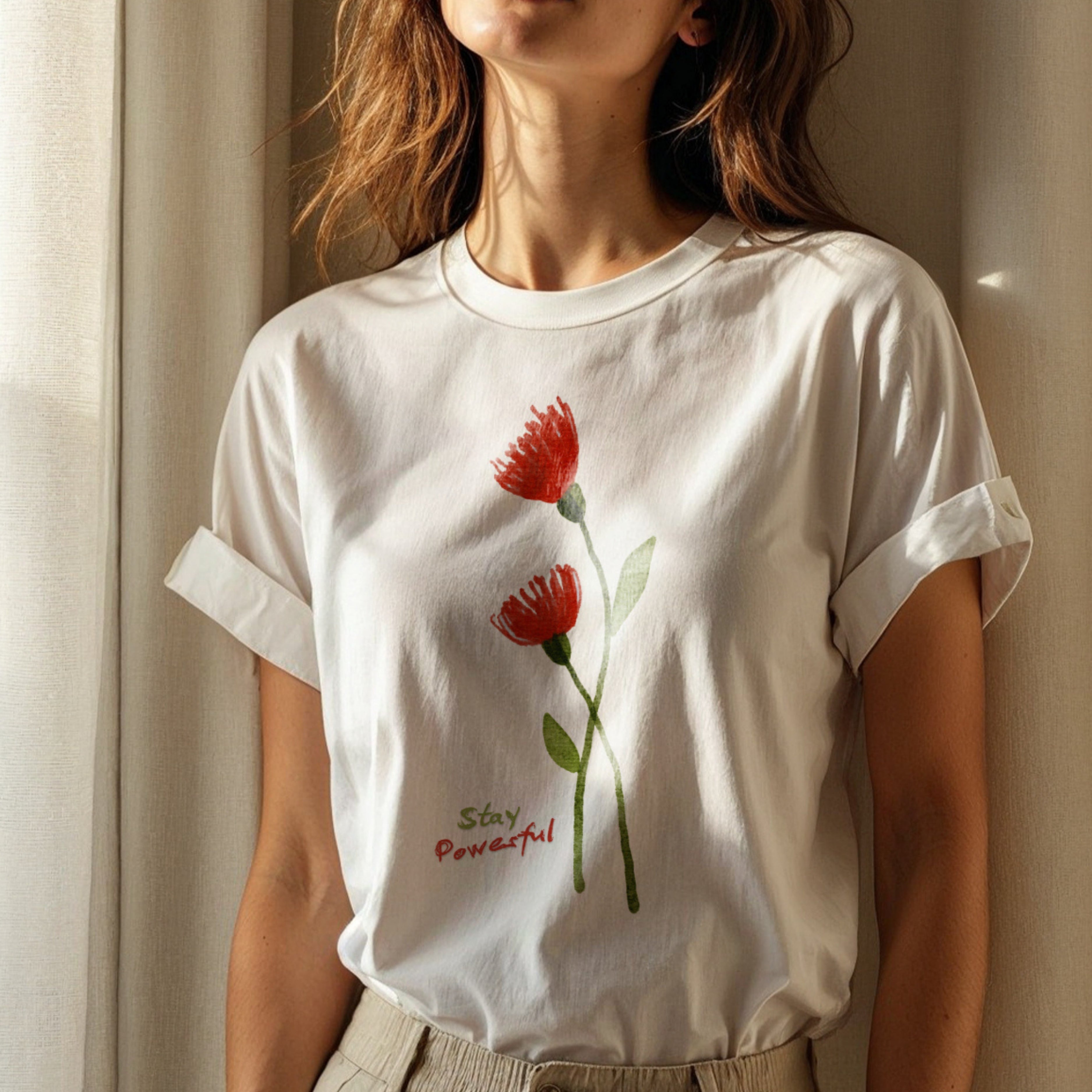 Stay Powerful - Elegant Floral Empowerment Botanical Strength Statement Artwork