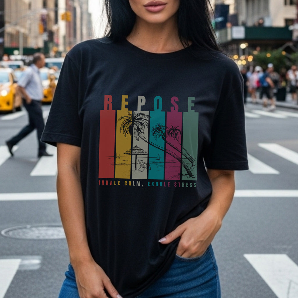 Repose - Retro Beach Mindfulness Breathwork Relaxation Wellness Statement Artwork