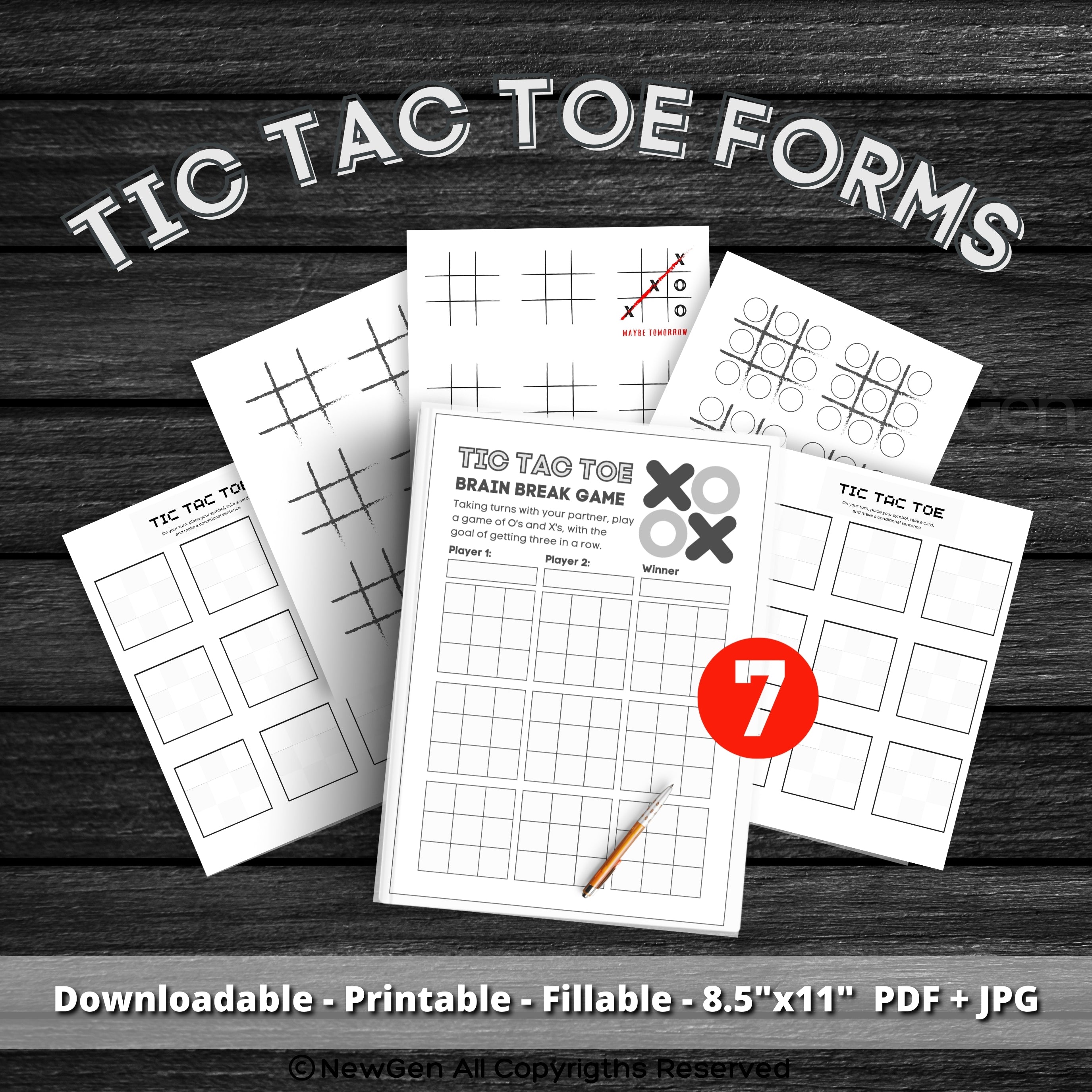 Printable Tic Tac Toe Forms x7