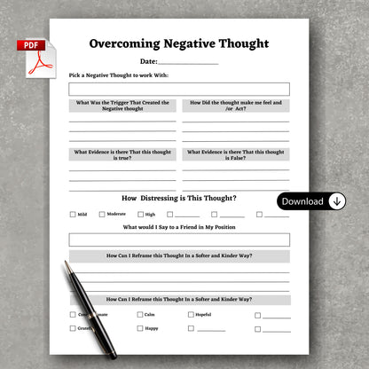 Overcoming Negative Thoughts Paper Sheet