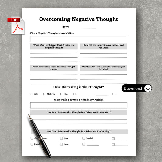 Overcoming Negative Thoughts Paper Sheet