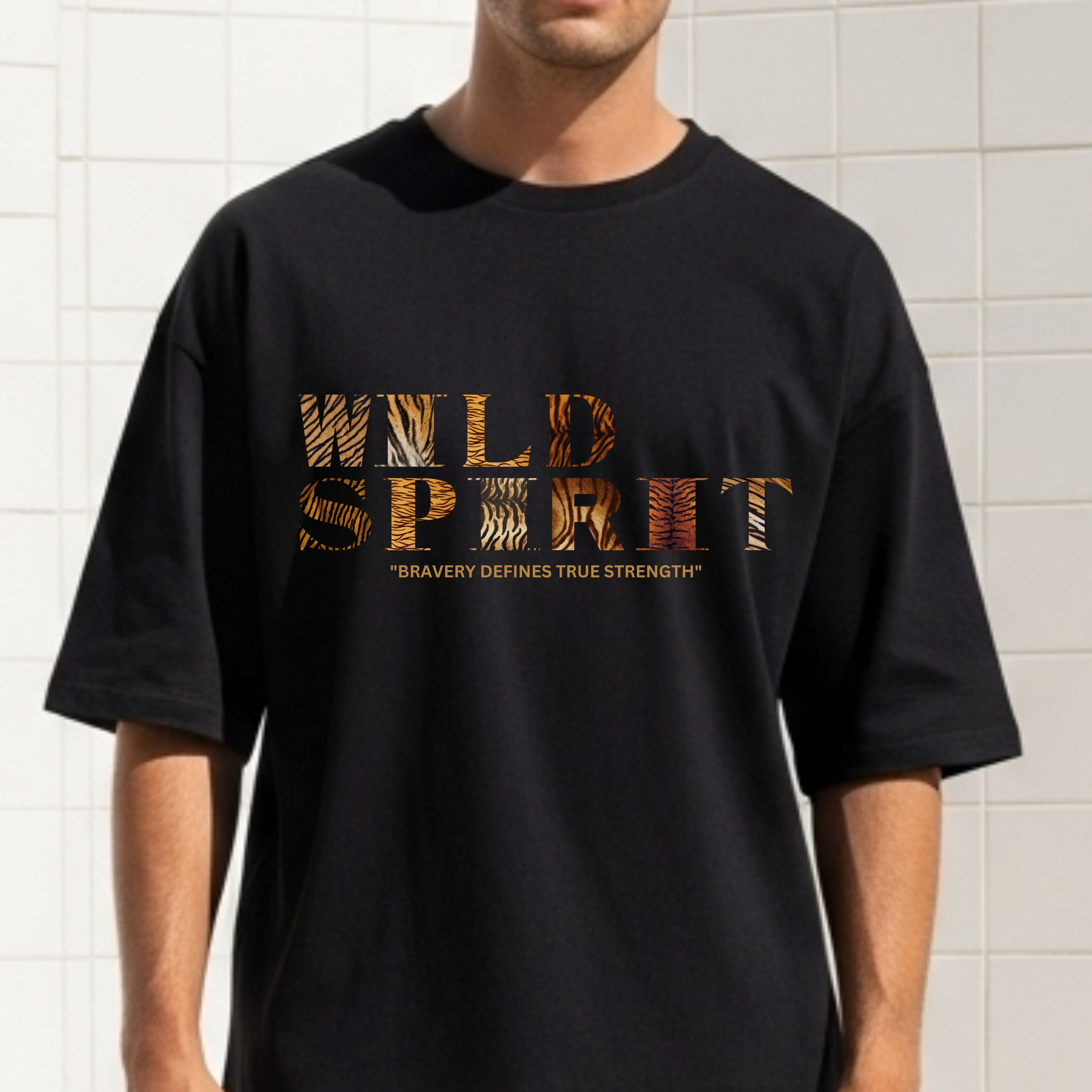 Wild Spirit Bravery Defines True Strength - Tiger Stripe Motivational Artwork