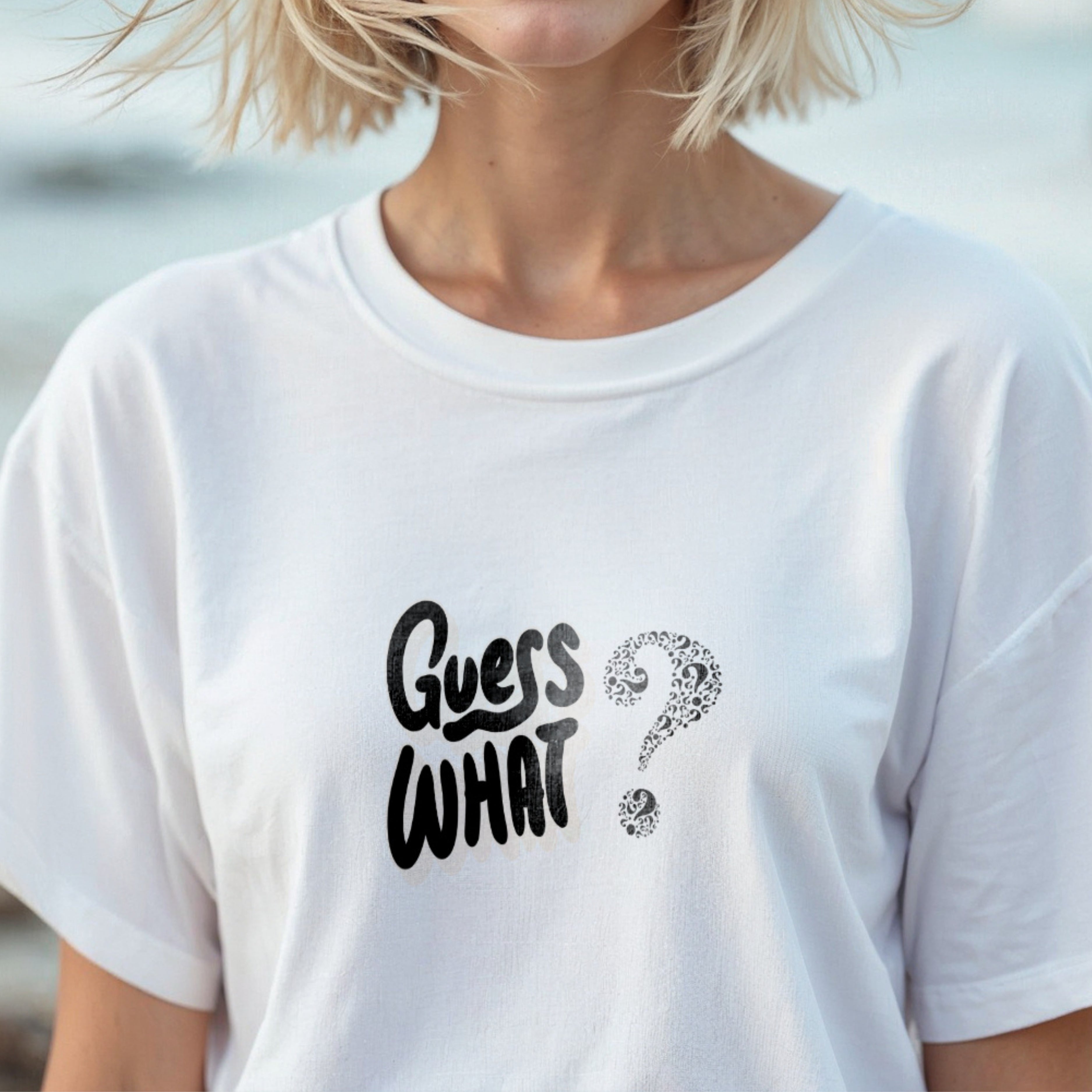 Guess What? - Playful Question Mark Typography Mystery Surprise Conversation Starter Artwork