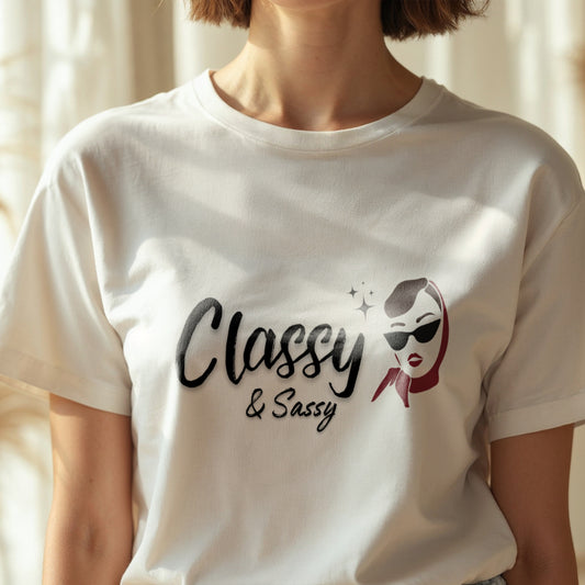 Classy & Sassy - Vintage Fashion Illustration Woman with Sunglasses Sparkle Statement Artwork