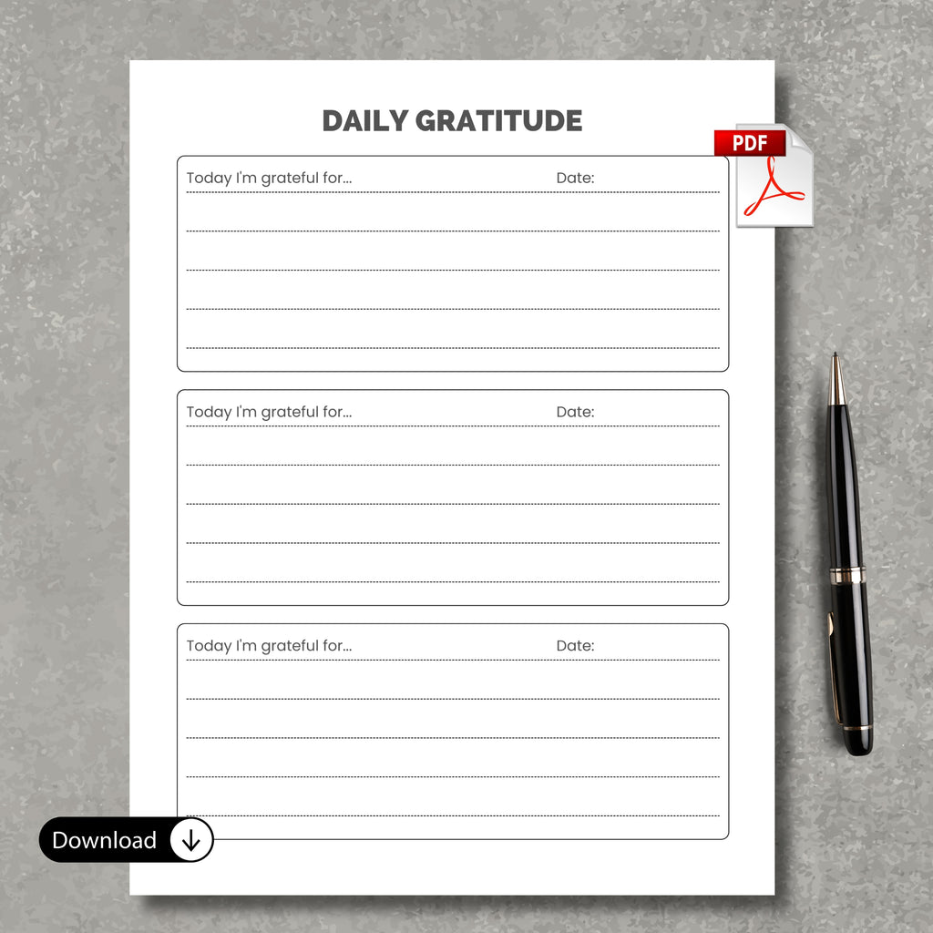 Daily Gratitude Paper Sheet