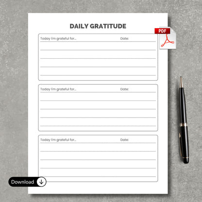 Daily Gratitude Paper Sheet