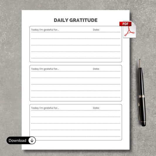Daily Gratitude Paper Sheet