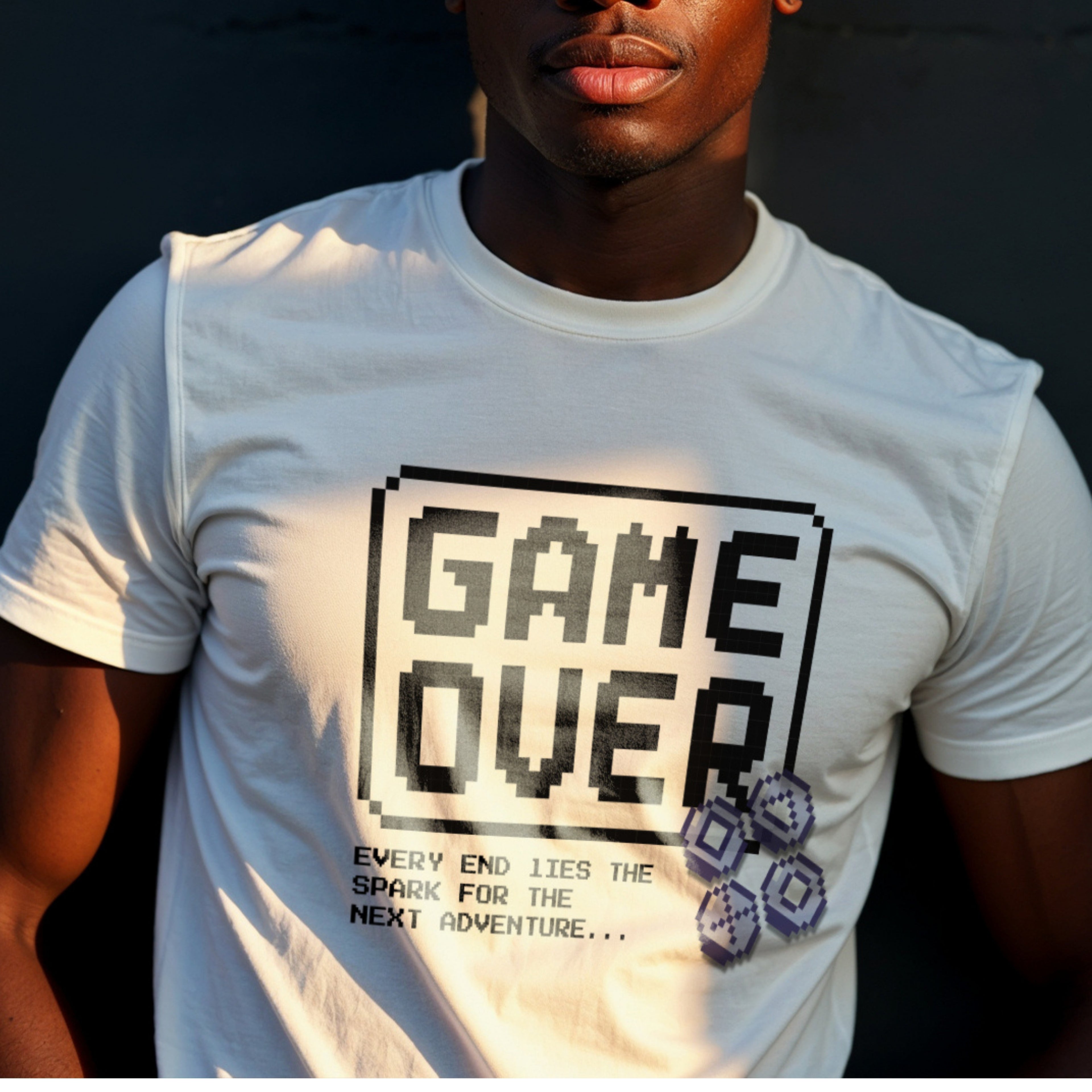 Game Over Every End Lies The Spark For Next Adventure - Retro Gaming Statement Artwork