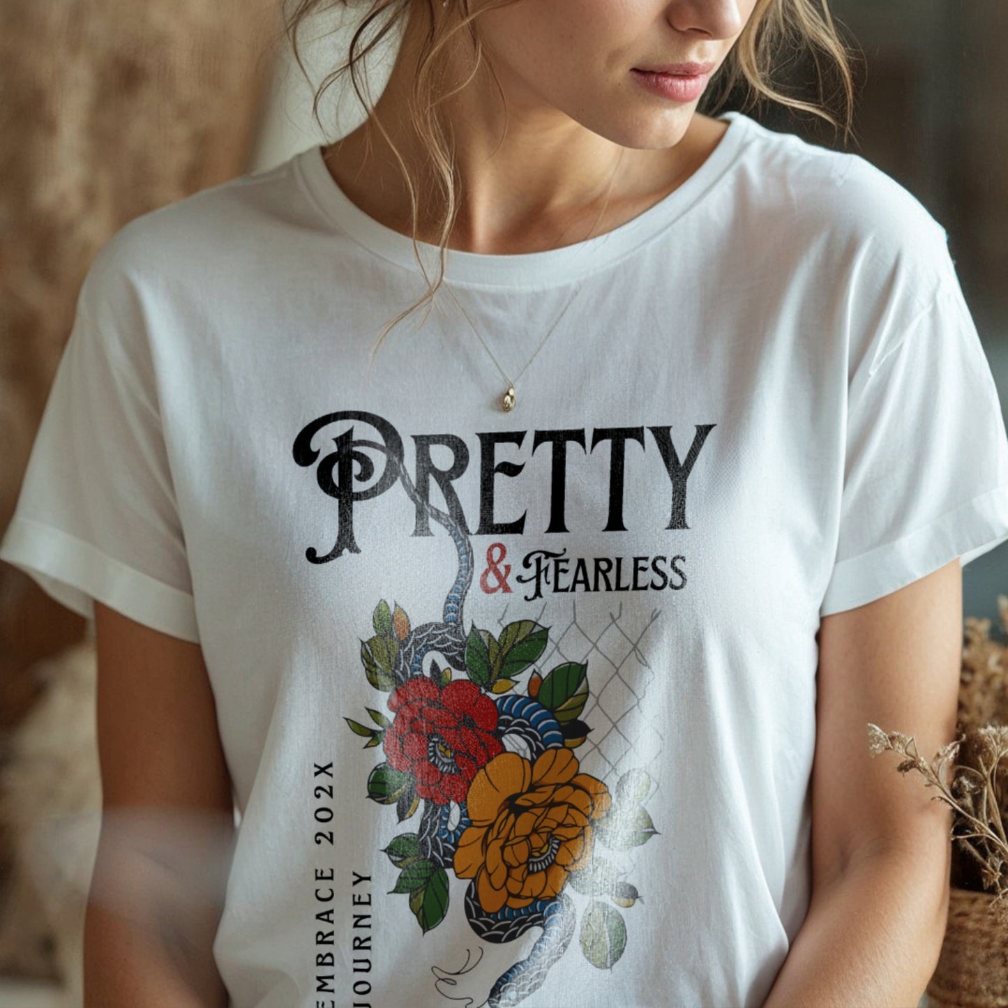 Pretty & Fearless Embrace Journey 202X - Snake Rose Tattoo Art Feminine Strength Artwork