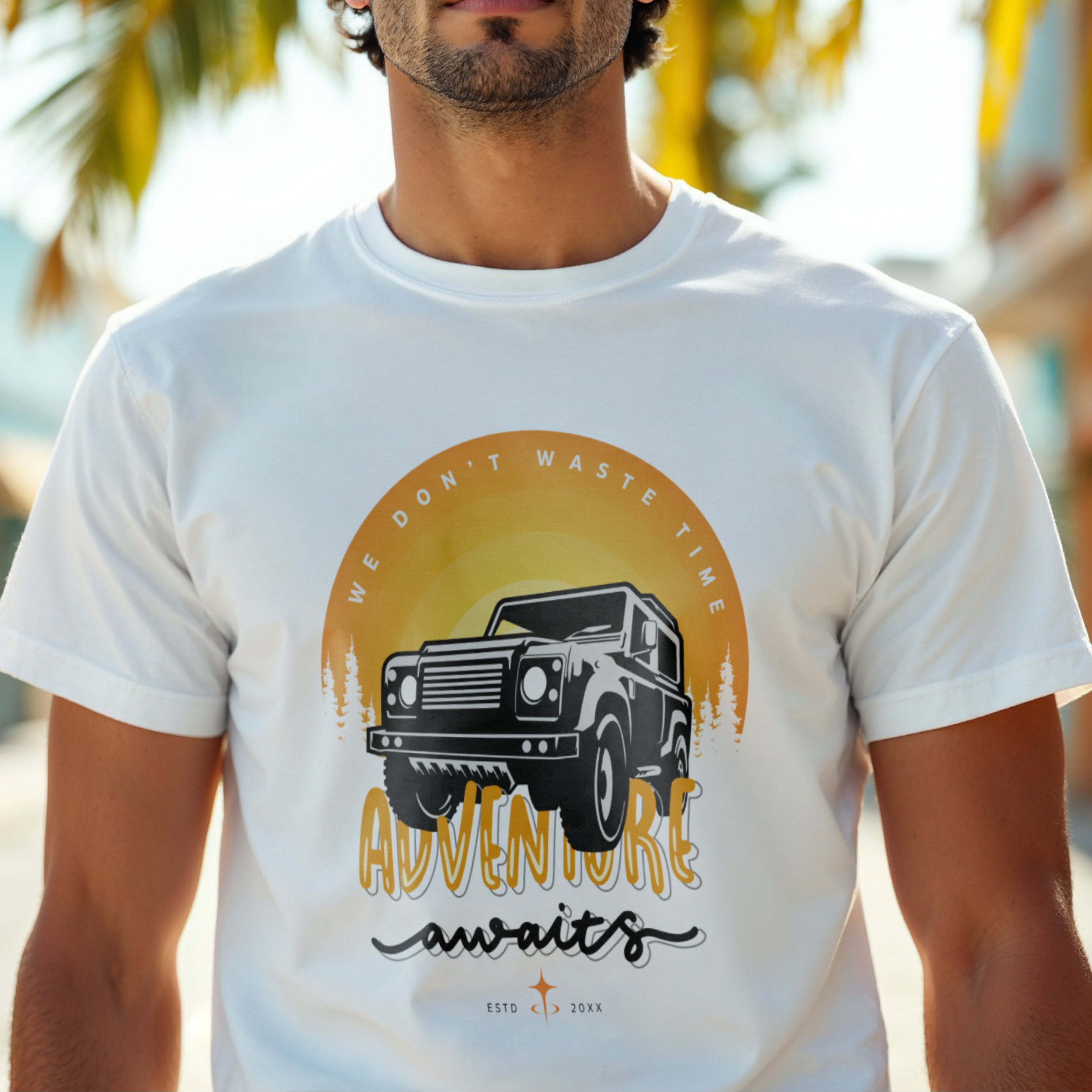 We Don't Waste Time Adventure Awaits - Off-Road Sunset Statement Artwork