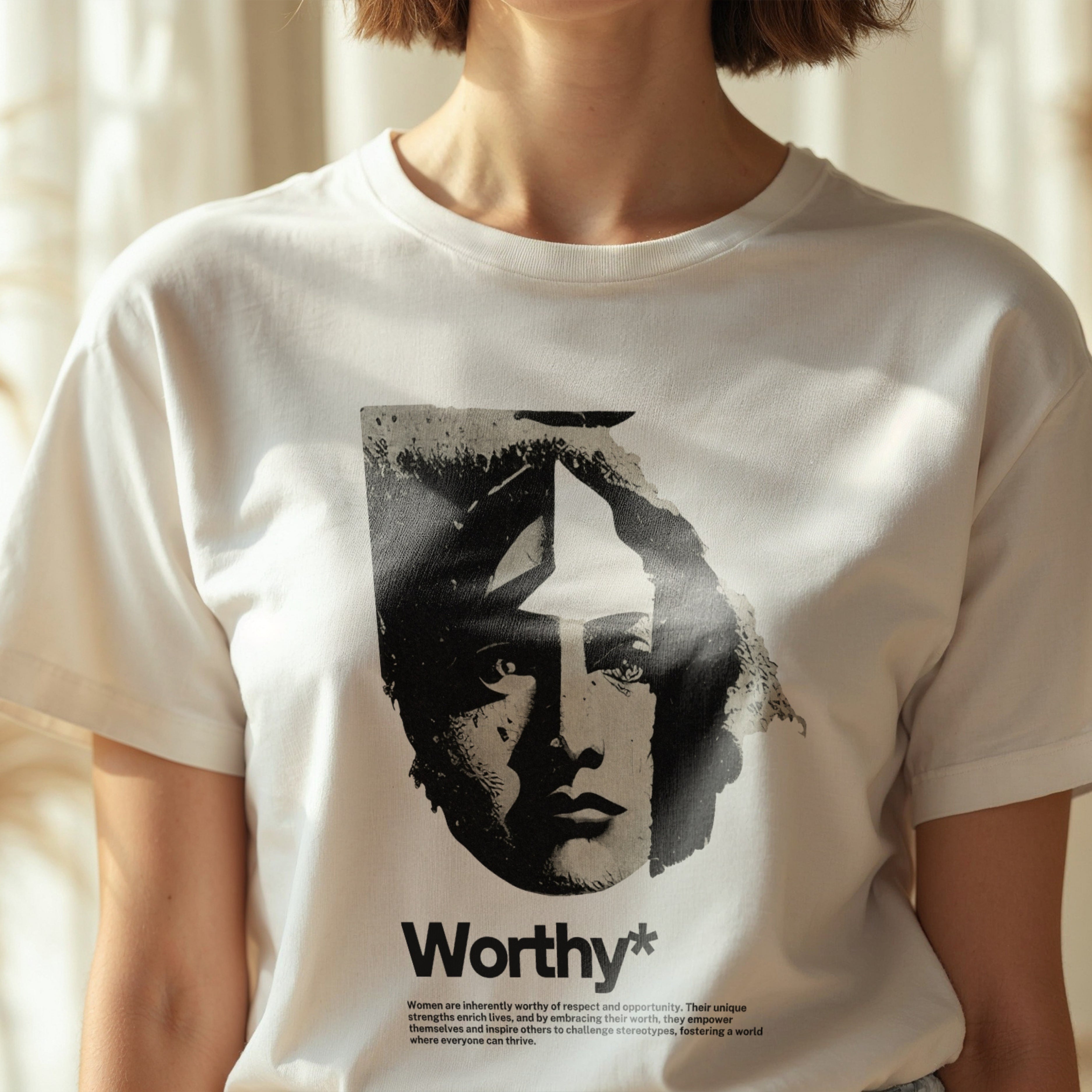 Worthy - Vintage Portrait Feminine Empowerment Self-Worth Affirmation Statement Artwork