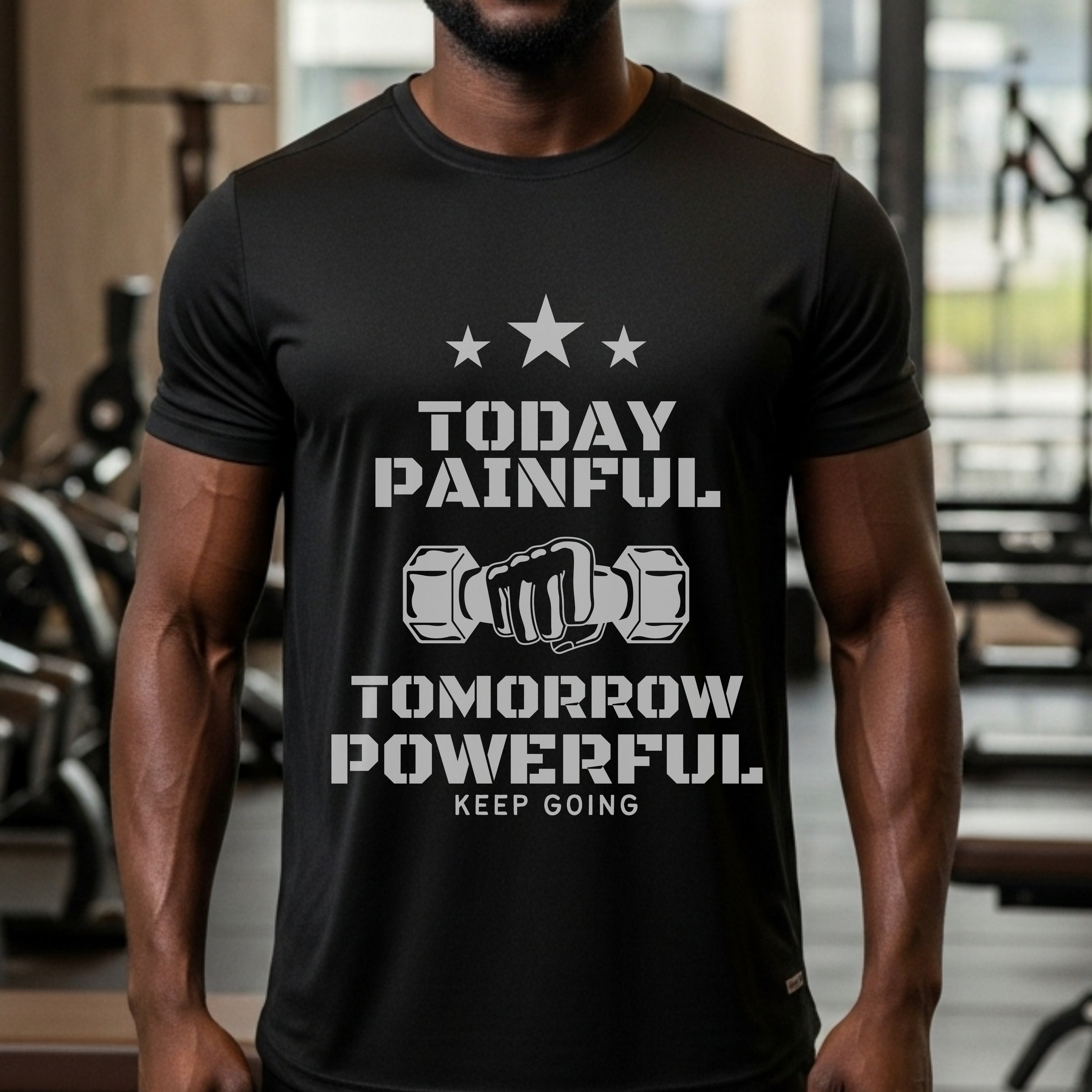 Today Painful Tomorrow Powerful - Motivational Fitness Training Statement Artwork