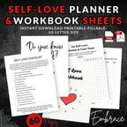Self Love Planner & Workbook Sheets Bundle