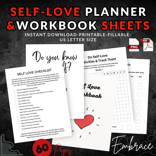 Self Love Planner & Workbook Sheets Bundle