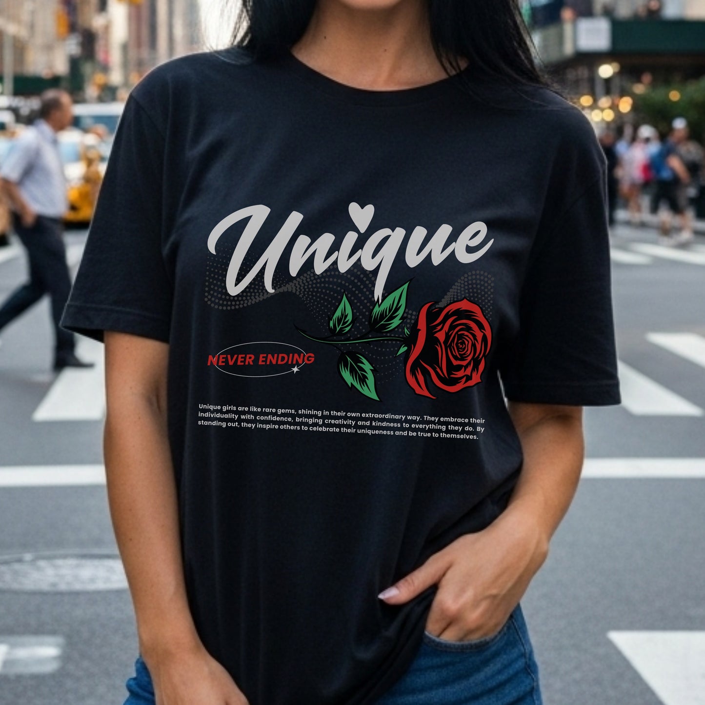 Unique Never Ending - Rose Art Individuality Celebration Empowerment Statement Artwork