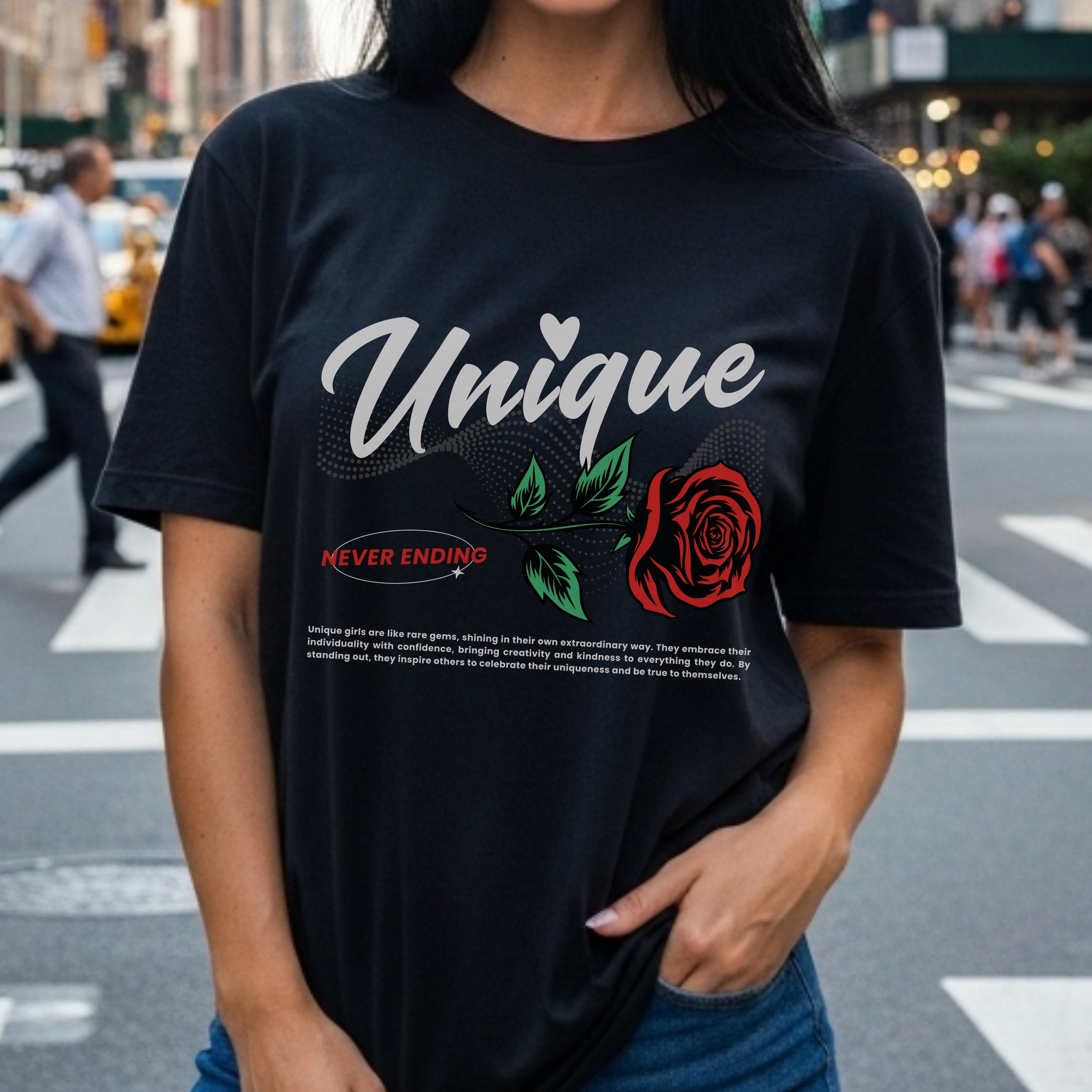 Unique Never Ending - Rose Art Individuality Celebration Empowerment Statement Artwork