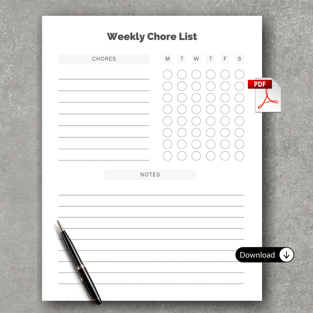 Weekly Chore List PDF