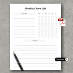Weekly Chore List PDF