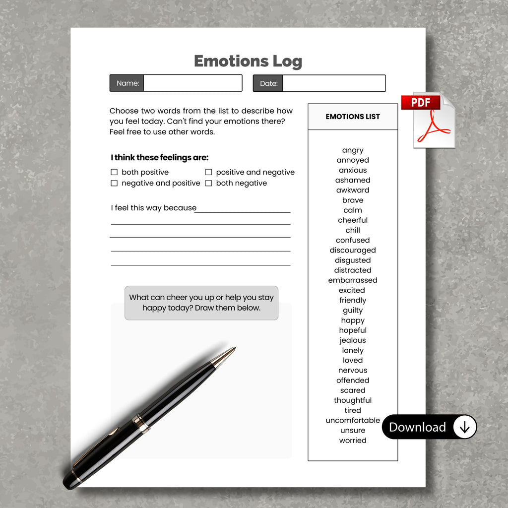 Emotion Log Paper Sheet PDF