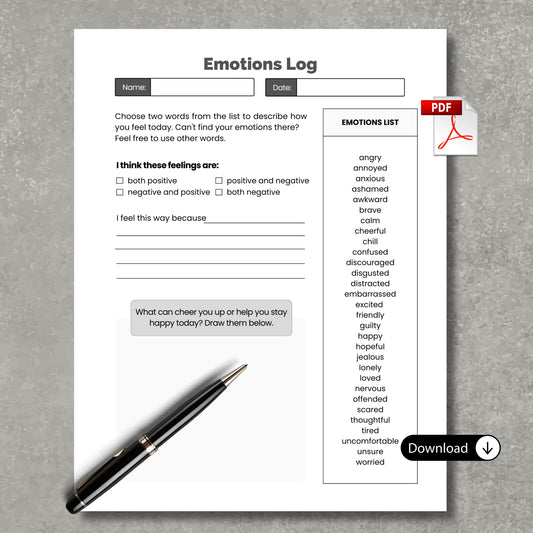 Emotion Log Paper Sheet PDF