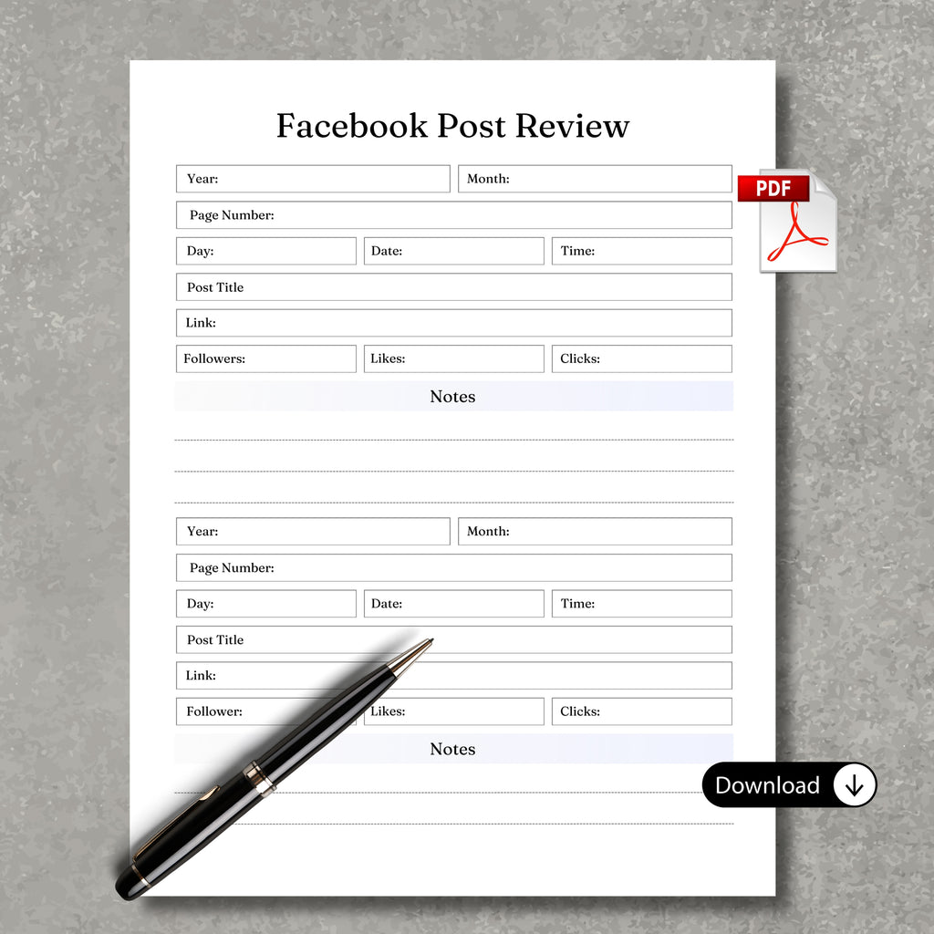 Facebook Post Review Sheet