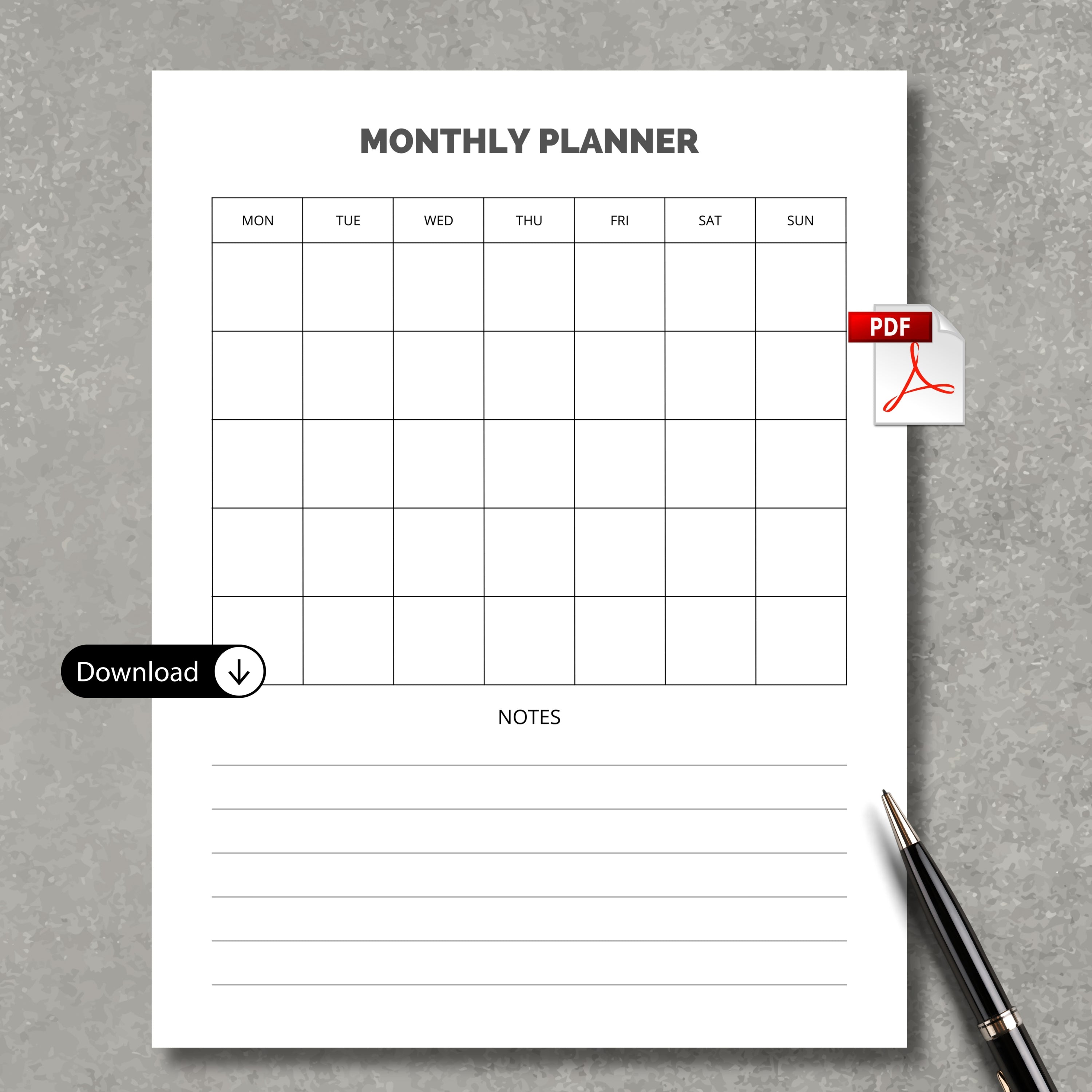 Monthly Planner PDF Paper V1