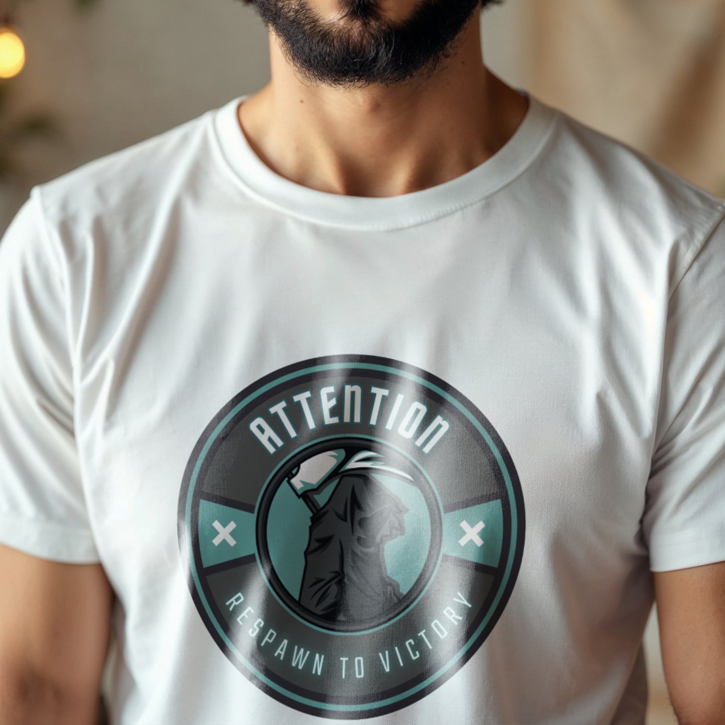 Attention Respawn To Victory - Gaming Warrior Motivational Statement Artwork