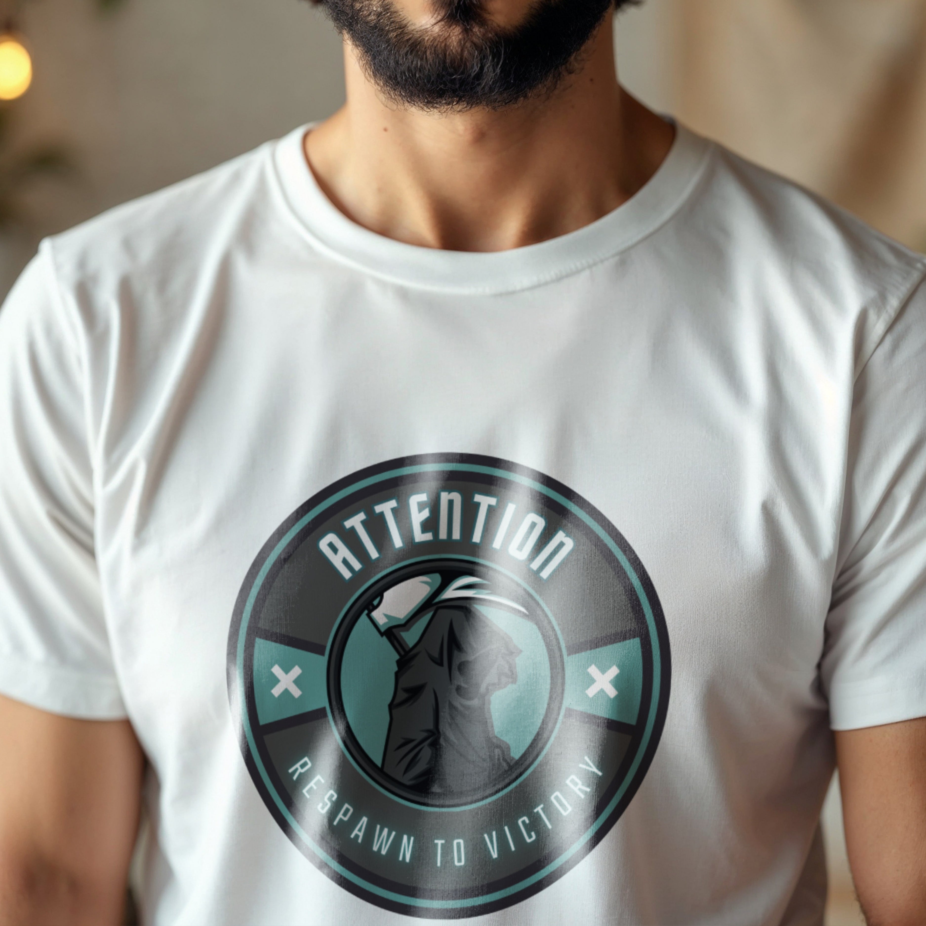 Attention Respawn To Victory - Gaming Warrior Motivational Statement Artwork