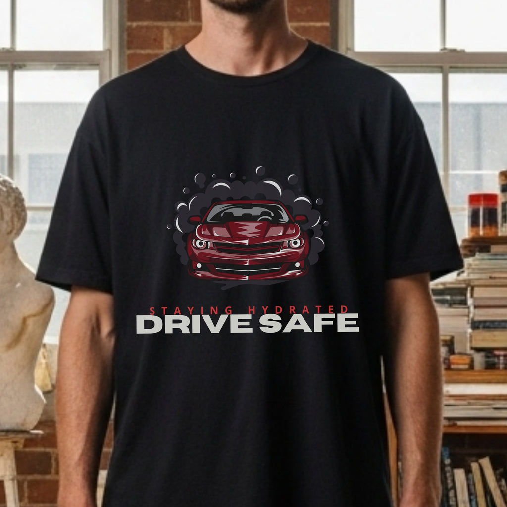 Staying Hydrated Drive Safe - Car Enthusiast Safety Statement Artwork