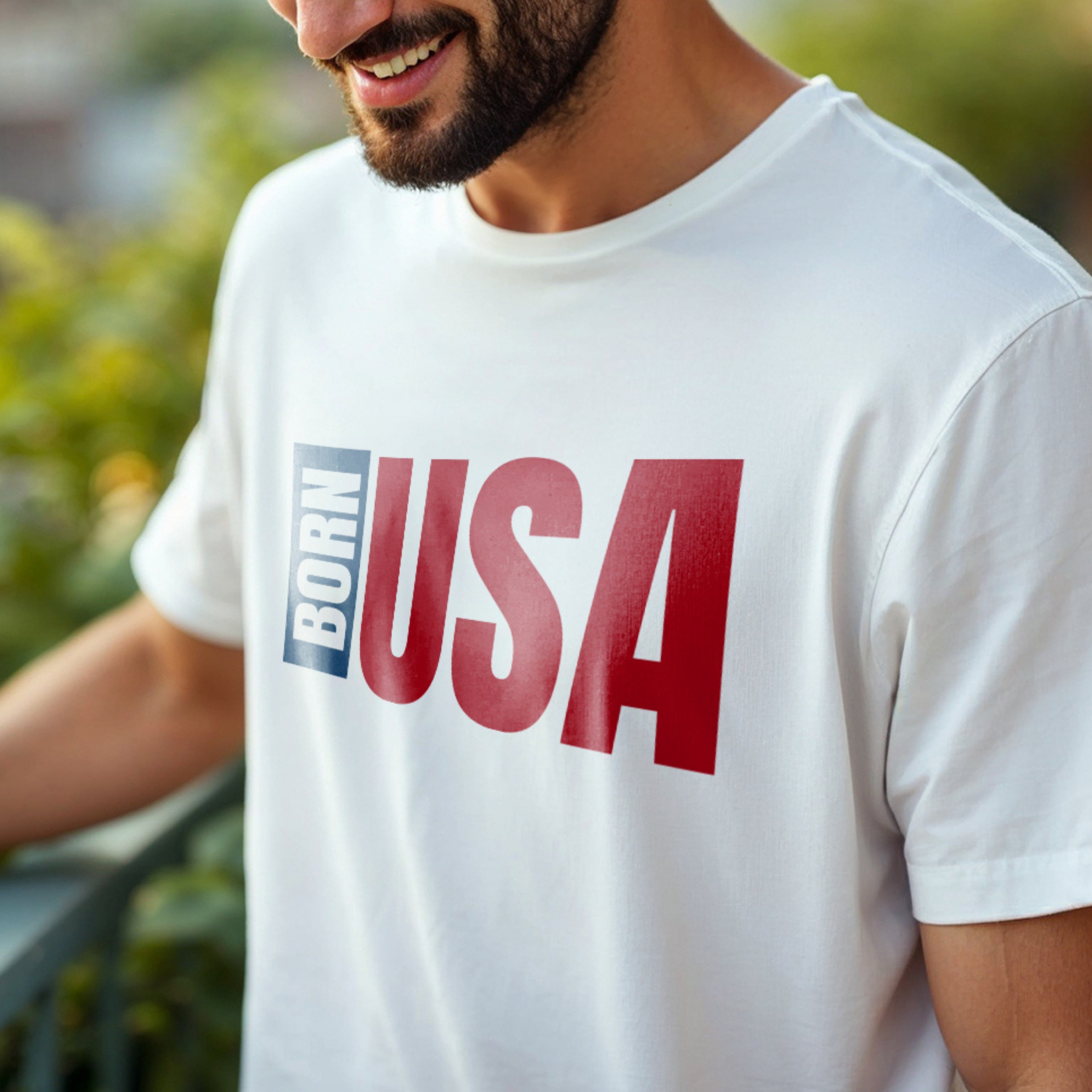 Born USA - Patriotic Minimalist Statement Gym & Fitness Artwork