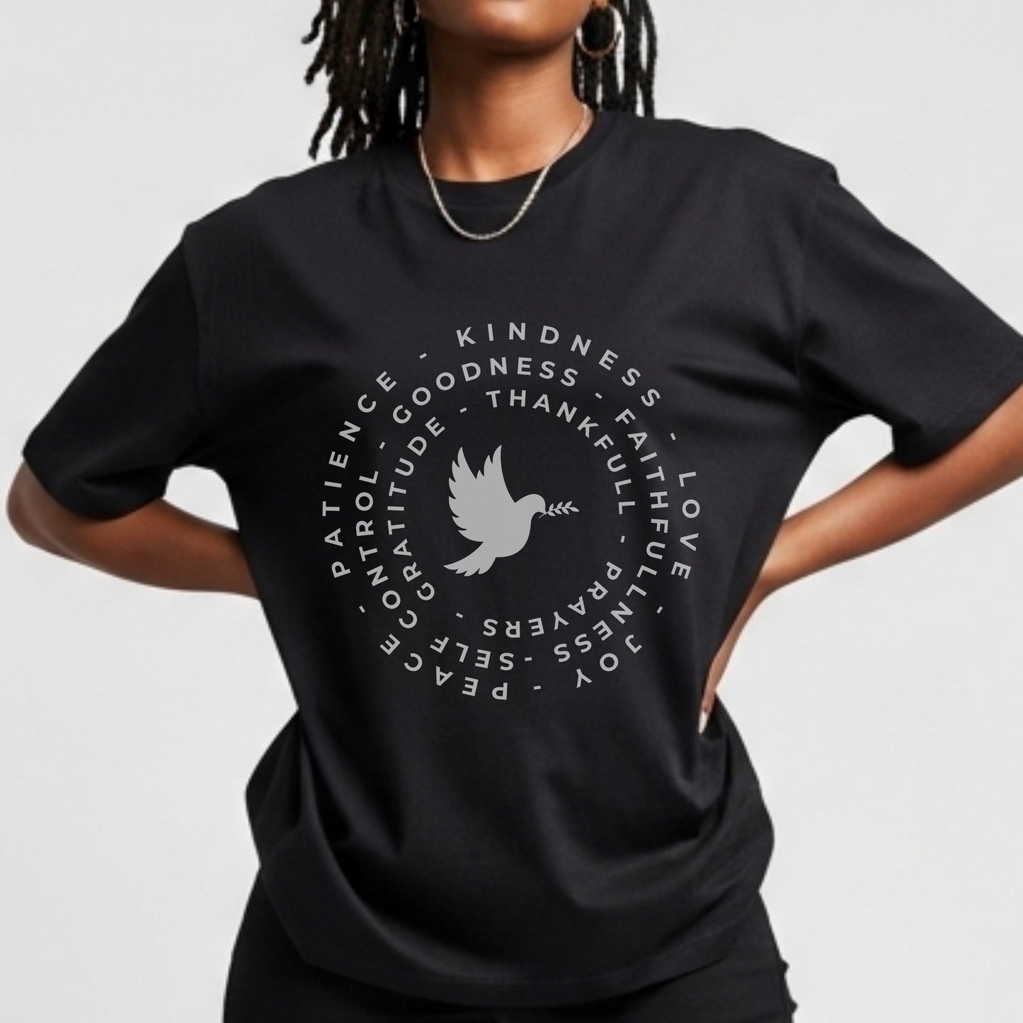 Patience Kindness Faith Love - Circular Virtue Dove Peace Statement Artwork